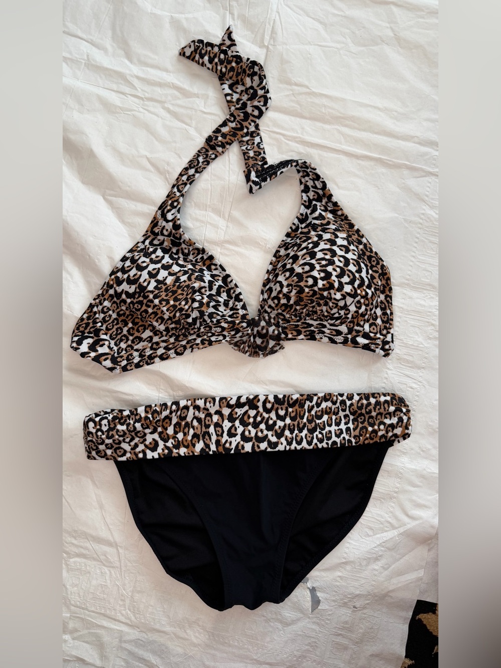 Profile By Gottex Brown and Black Leopard Halter Bikini Set